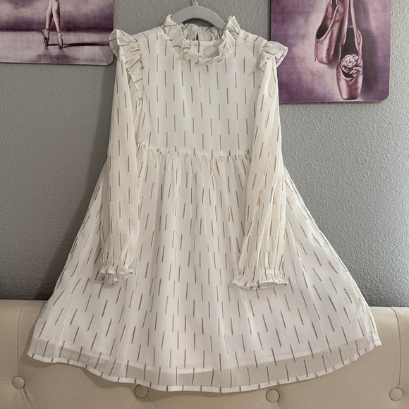Janie and Jack Other - Janie and jack girls dress size 7 white gold accent gently used